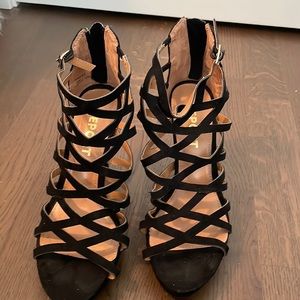 Report black suede high heels